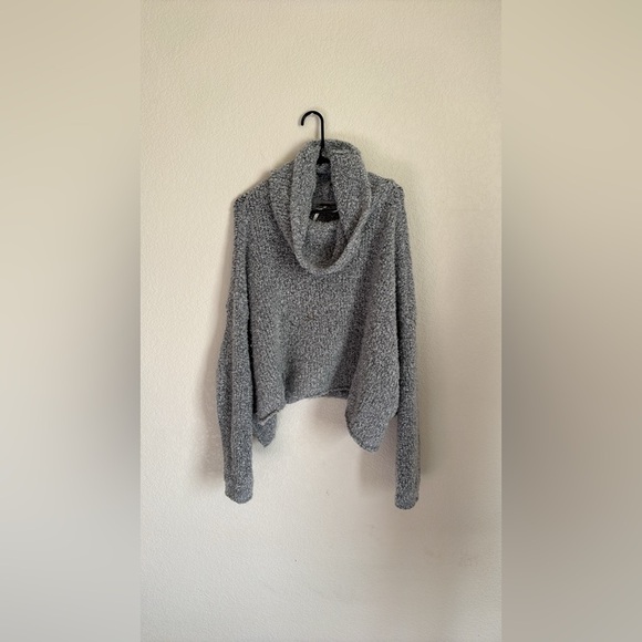 Free People BFF Cowl Neck Nubby Knit Pullover Sweater in Heather Gray Sz small - Picture 7 of 9
